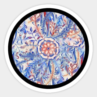 Boho Flower Burst in Red and Blue Sticker